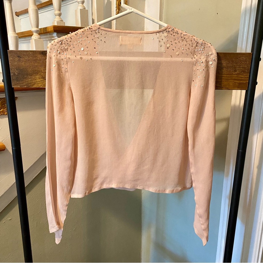 RARE Pura Vida pink sheer long sleeved top size XS - Picture 2 of 15